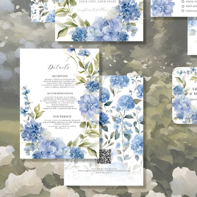 Elegant Summer Floral Wildflower Blue White Detail Enclosure Card (Creator Uploaded)