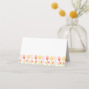 Elegant Summer Flower Tulip Pink Red and Yellow Place Card