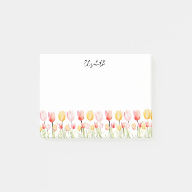 Elegant Summer Flower Tulip Pink Red and Yellow Post-it Notes (Front)