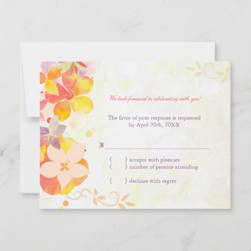 Elegant Country Flowers Wedding RSVP (4.25x5.5) Invite