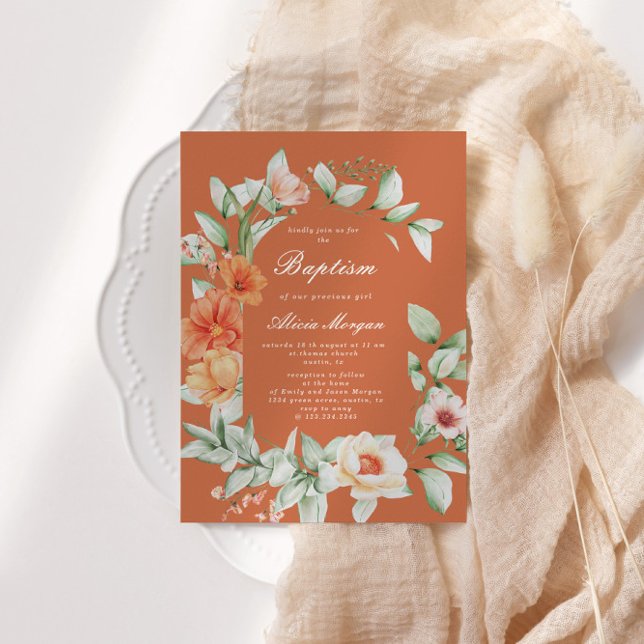 Elegant Summer Garden Floral Baptism Invitation (Creator Uploaded)