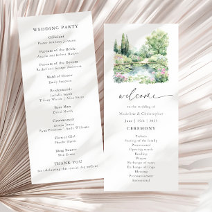 Elegant Summer Garden Landscape Wedding Program