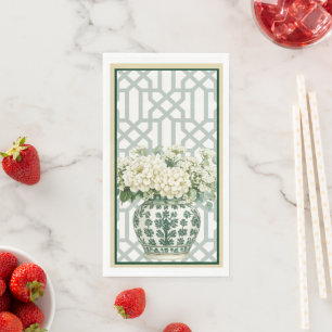 Elegant Summer Garden Soirée Floral Monogram Paper Guest Towels