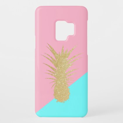 elegant summer gold glitter pineapple pink mint Case-Mate samsung galaxy s9 case