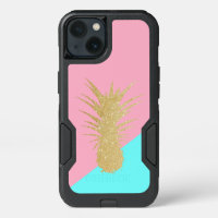 elegant summer gold glitter pineapple pink mint