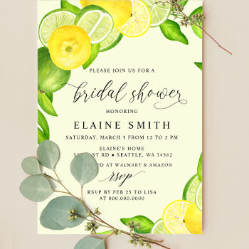 Elegant Summer Lemon Lime Citrus Bridal Shower  Invitation by Invitationboutique at Zazzle