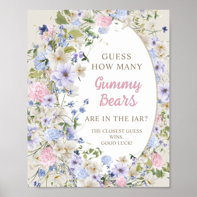 Elegant Summer Meadow flowers How many gummy bears Poster (Front)
