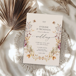 Elegant Summer Meadow Wildflowers Boho Wedding  Invitation
