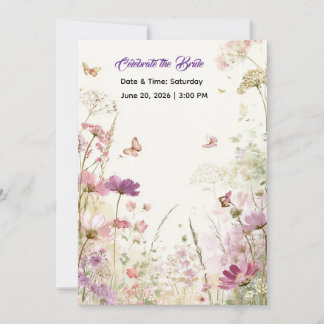 Elegant Summer Meadow Wildflowers Bridal Shower Invitation