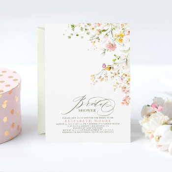 Elegant Summer Meadow Wildflowers Bridal Shower Invitation by lovelywow at Zazzle