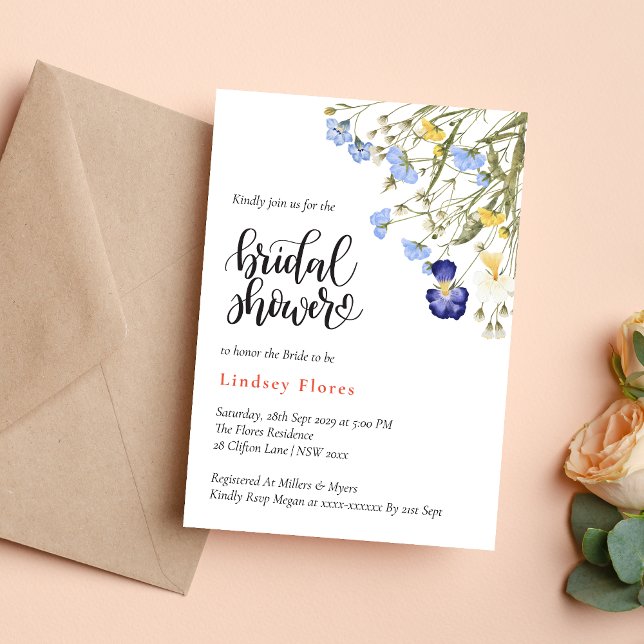 Elegant Summer Meadow Wildflowers Bridal Shower Invitation (Creator Uploaded)