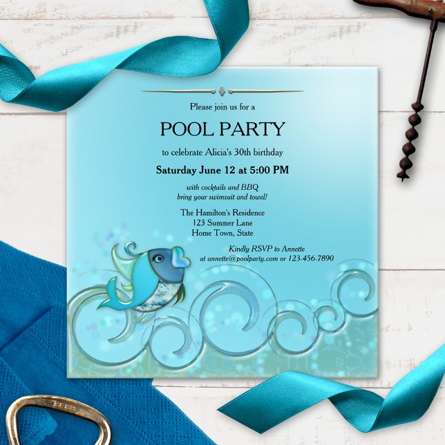 Elegant Summer Pool Party Invitation (Creator Uploaded)