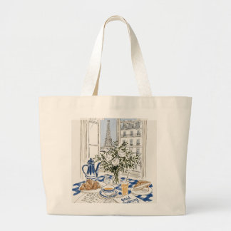 Elegant Summer Resort Chic Fashion Illustration To Large Tote Bag