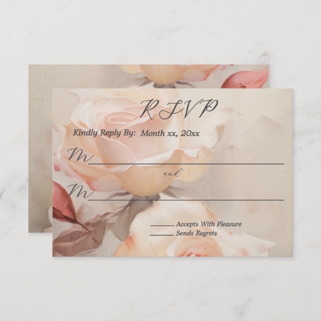 Elegant Summer Roses Wedding  RSVP Card (Front/Back)