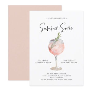 Elegant Summer Soiree Drinks Cocktail Party Pink Invitation
