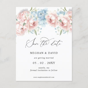 Elegant Summer Spring Blush Floral Save the Date Announcement Postcard