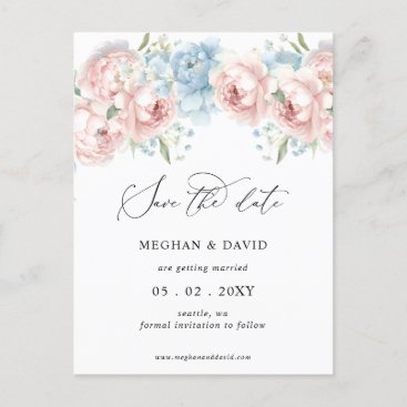 Elegant Summer Spring Blush Floral Save the Date Announcement Postcard