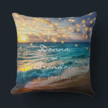 Elegant Summer Sunset Beach Wedding Memory Throw Pillow<br><div class="desc">Our elegant sunset beach string lights summer wedding memory pillow keeps the memories of the warm summer evening of your wedding alive. Feel the light warm wind in your hair and the sand between your toes. Look around in your mind and discover your guests celebrating your wedding with you and...</div>