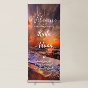 Elegant Summer Sunset Beach Wedding Retractable Banner