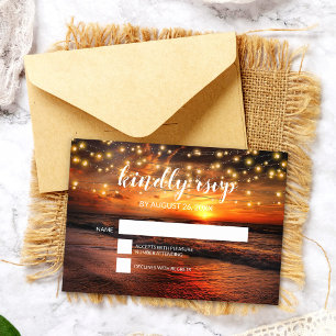 Elegant Summer Sunset Beach Wedding RSVP Card