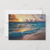 Elegant Summer Sunset Beach Wedding RSVP Card (Front)