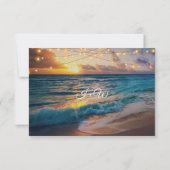 Elegant Summer Sunset Beach Wedding RSVP Card (Back)