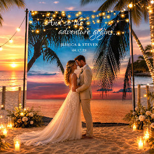 Elegant Summer Sunset Palm Beach Wedding Backdrop