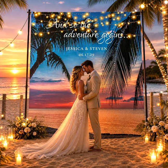 Elegant Summer Sunset Palm Beach Wedding Backdrop (Creator Uploaded)