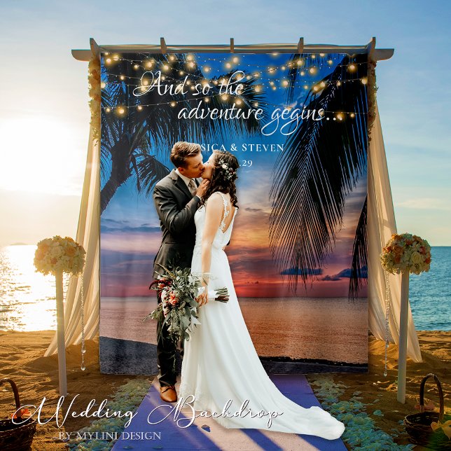 Elegant Summer Sunset Palm Beach Wedding Backdrop (Creator Uploaded)