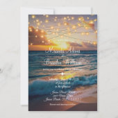 Elegant Summer Sunset String Lights Beach Wedding Invitation (Front)