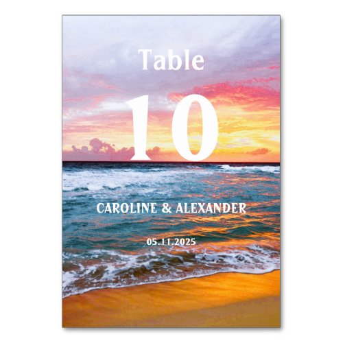 Elegant Summer Sunset Tropical Beach Hawaii Table Number