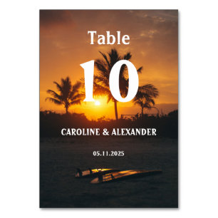 Elegant Summer Sunset Tropical Beach Hawaii Table Number