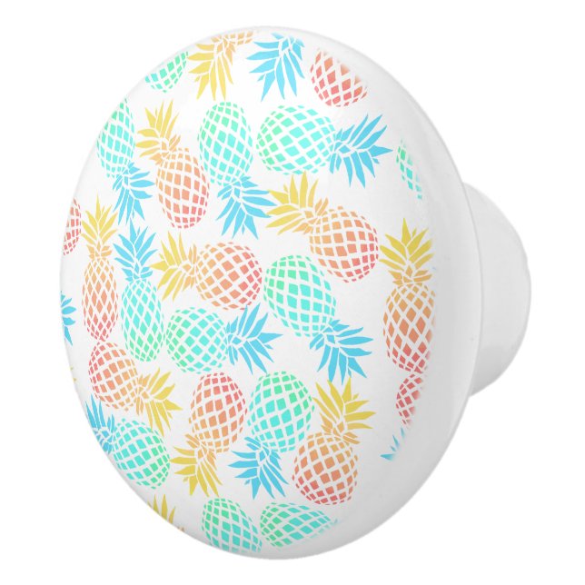 elegant summer tropical colorful pineapple pattern ceramic knob (Right)
