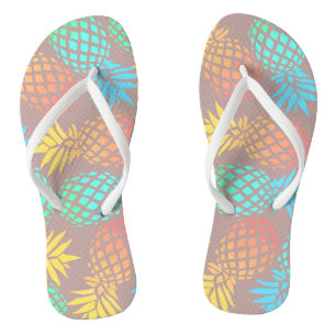 elegant summer tropical colorful pineapple pattern flip flops