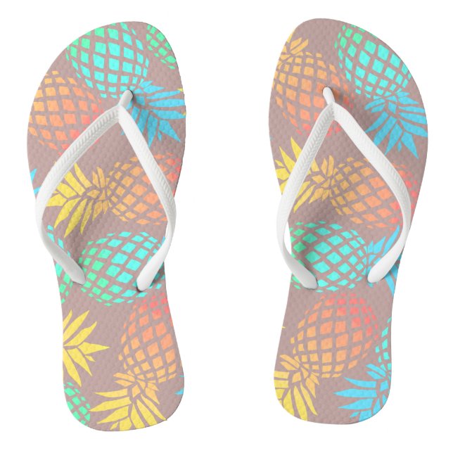 elegant summer tropical colorful pineapple pattern flip flops (Footbed)