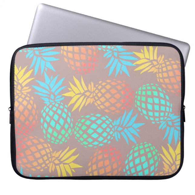 elegant summer tropical colorful pineapple pattern laptop sleeve (Front)