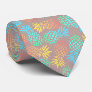 elegant summer tropical colorful pineapple pattern neck tie
