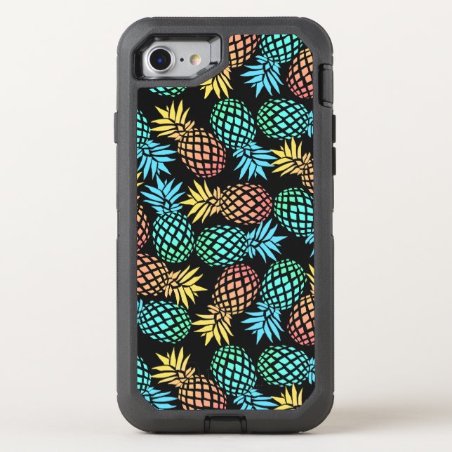 elegant summer tropical colorful pineapple pattern otterbox iPhone case (Back)