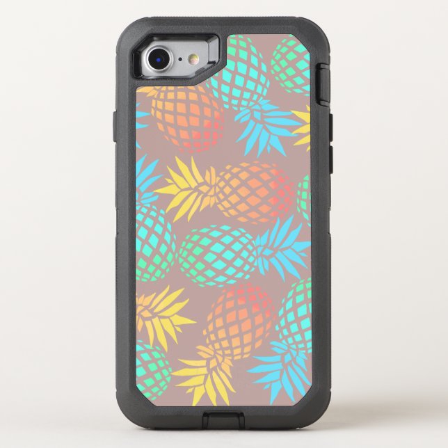 elegant summer tropical colorful pineapple pattern otterbox iPhone case (Back)