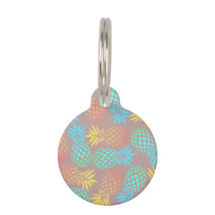 elegant summer tropical colorful pineapple pattern pet tag