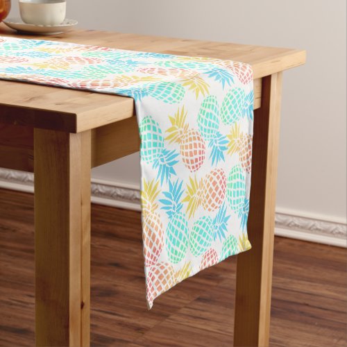 elegant summer tropical colorful pineapple pattern short table runner