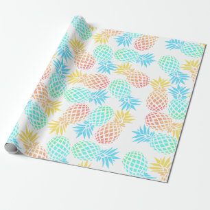 elegant summer tropical colorful pineapple pattern wrapping paper