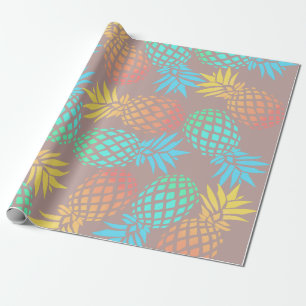 elegant summer tropical colorful pineapple pattern wrapping paper