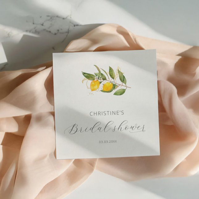 Elegant Summer Watercolor Lemon Bridal Shower Napkins (Creator Uploaded)