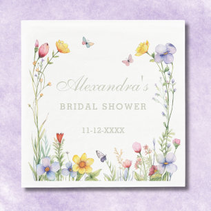 Elegant Summer Wildflower Boho Bridal Shower Napkins