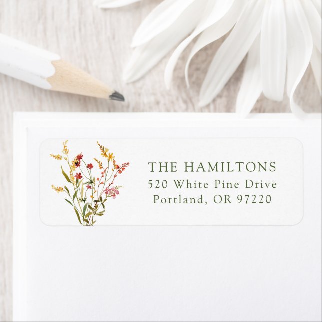 Elegant Summer Wildflower Bouquet Return Address Label (Insitu)