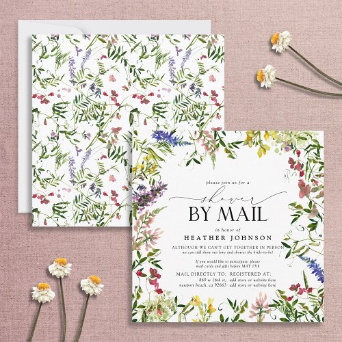 Elegant Summer Wildflower Bridal Shower Mail Invitation