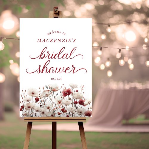 Elegant Summer Wildflower Bridal Shower Welcome Foam Board
