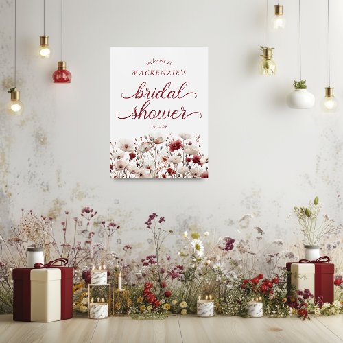 Elegant Summer Wildflower Bridal Shower Welcome Poster
