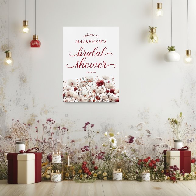 Elegant Summer Wildflower Bridal Shower Welcome Poster (Elegant Summer Wildflower Bridal Shower Welcome Poster)